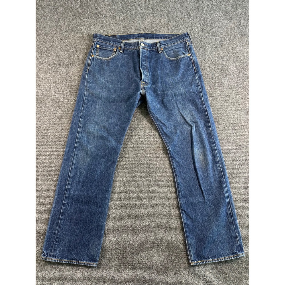Levis 501 Original Fit Button Fly Jeans Dark Wash Mens 36x30
